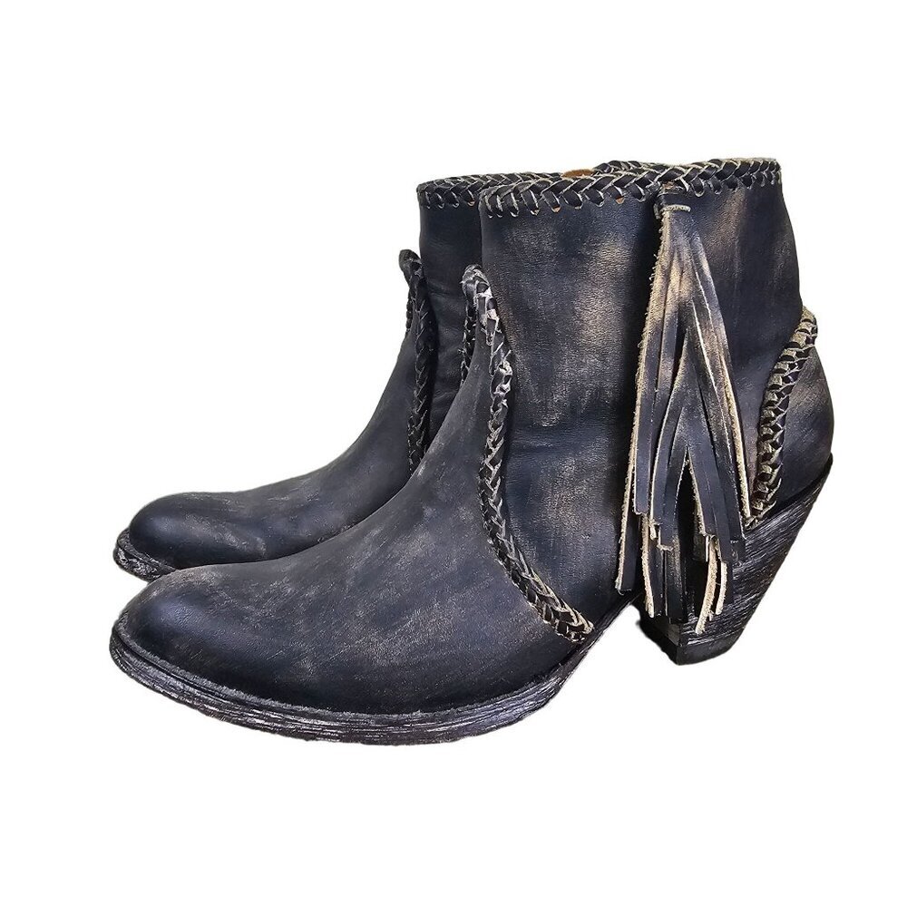 Old Gringo Black Ankle Boots with Fringe